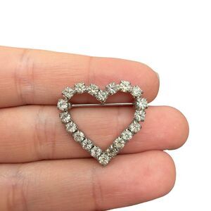 Vintage Jewelry Rhinestone Heart Brooch Heart Pin
